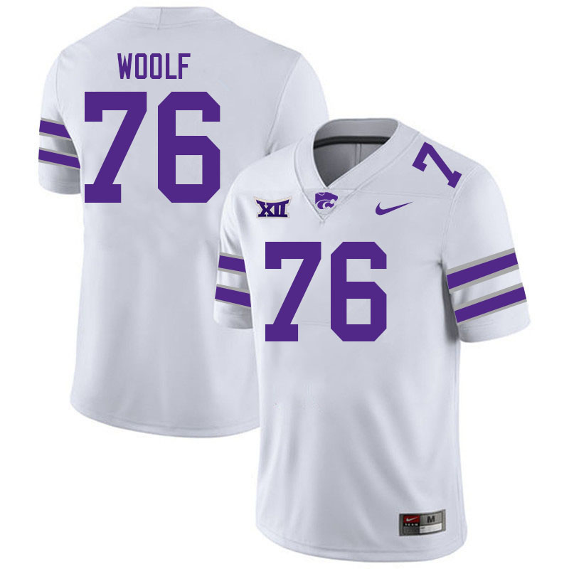 #76 Brock Woolf Kansas State Wildcats Fotball Jerseys Stitched Sale-White